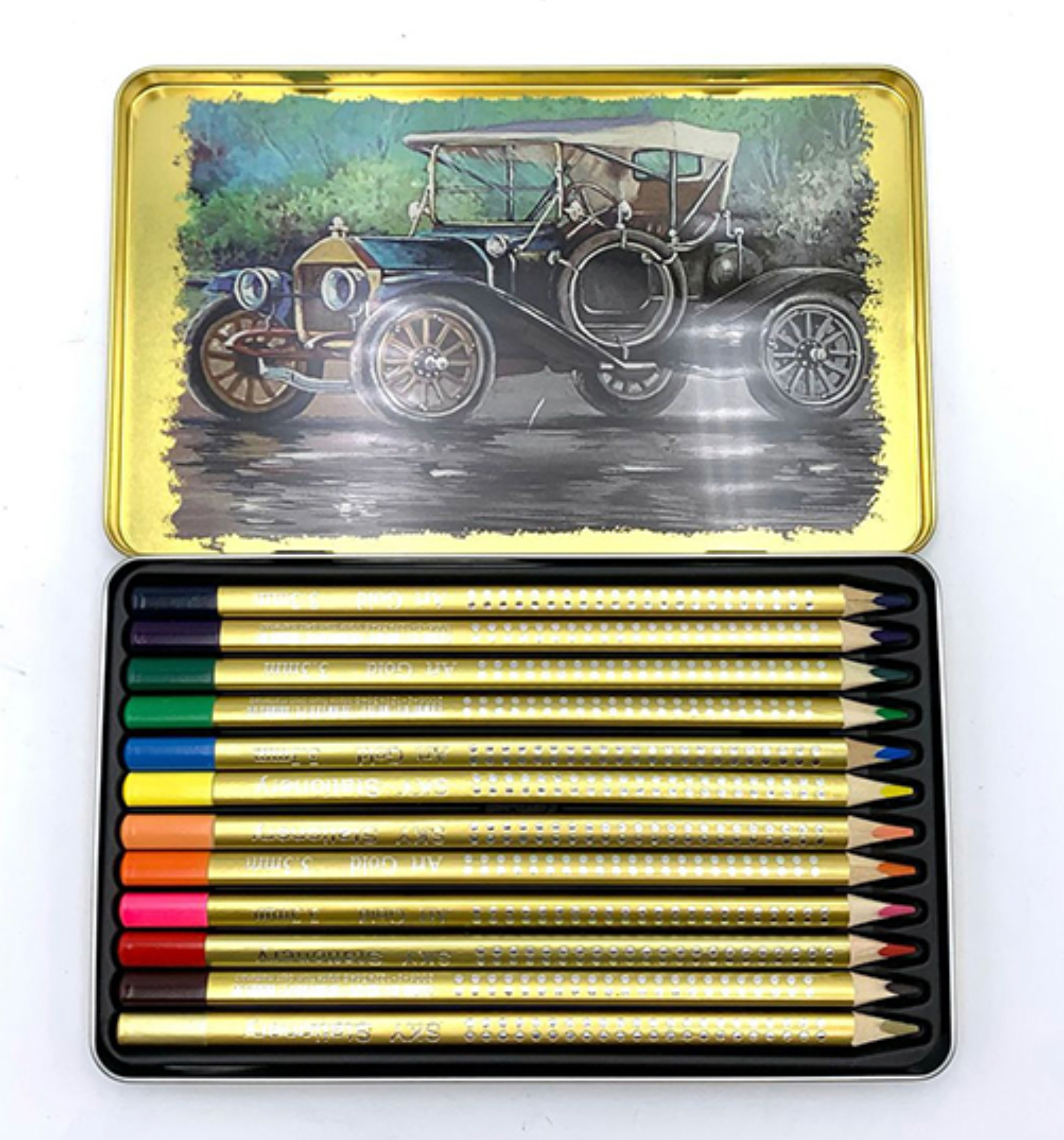 Set Of 12 Colored Pencils In Tin