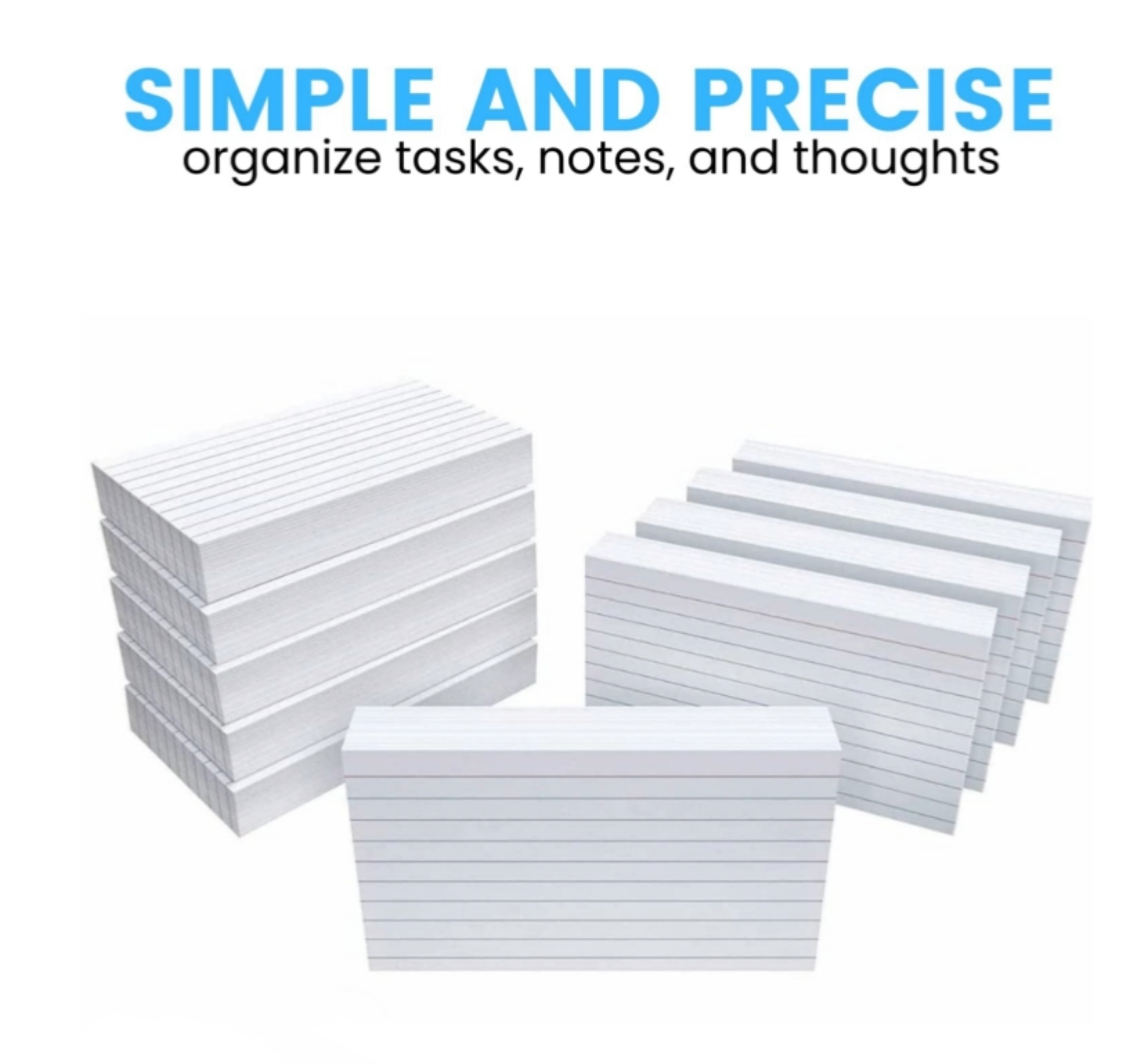 3"x5" White Lined Index Cards - 100 Pack