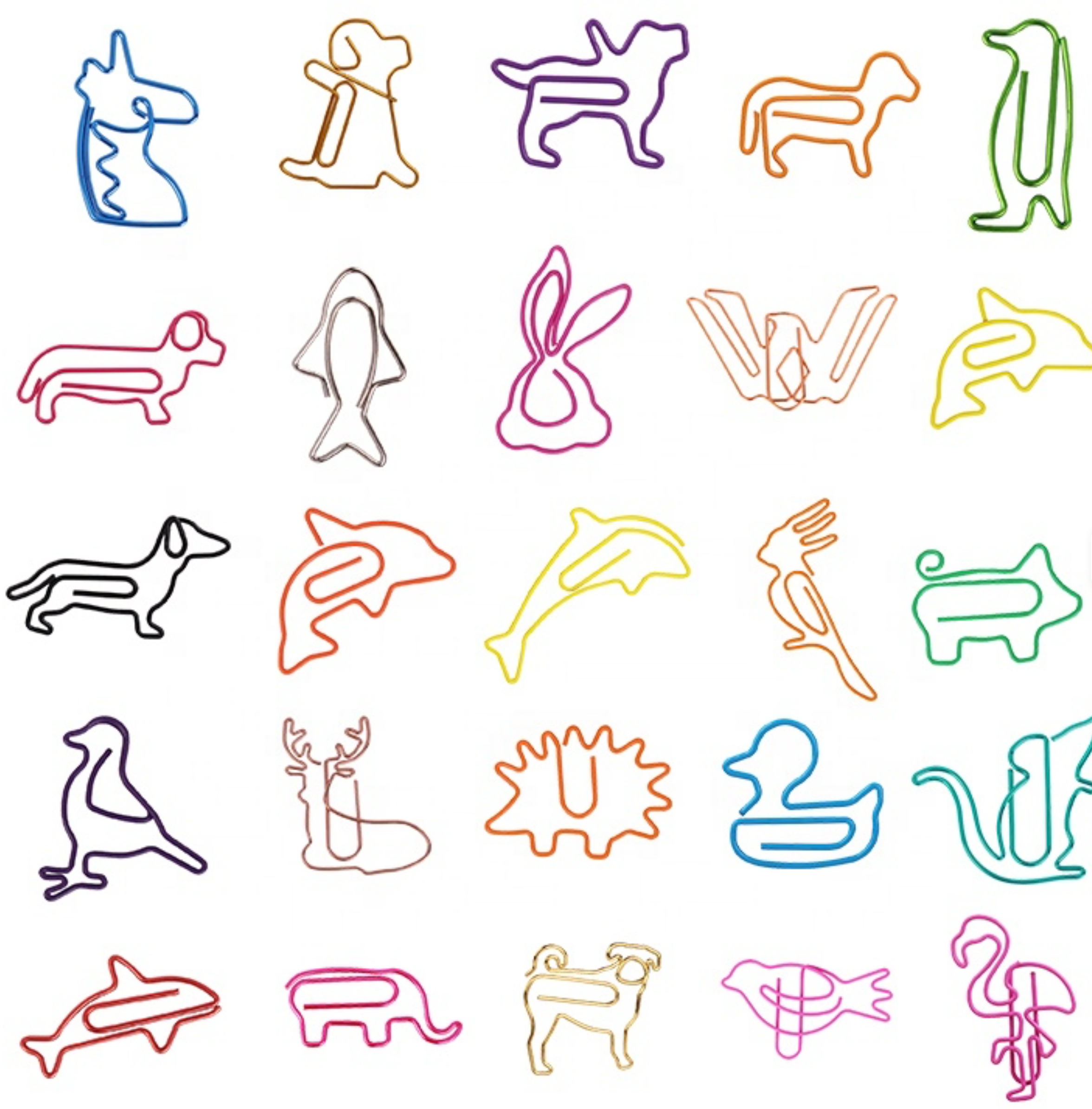 100 Animal Shaped Colorful Paper Clips